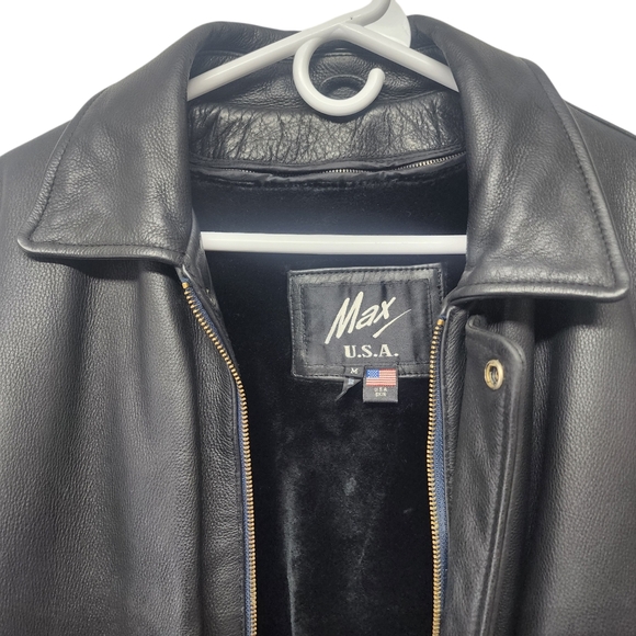 Max USA Womens Y2K Black Faux Fur Lined Genuine Leather Full Length Jacket Sz M‎ - Picture 9 of 15